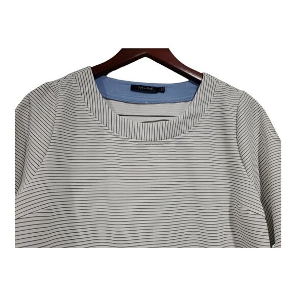 Doe & Rae Women's Short Flutter Sleeve Round Neck Striped Color Block Dress Sz L - Picture 4 of 13